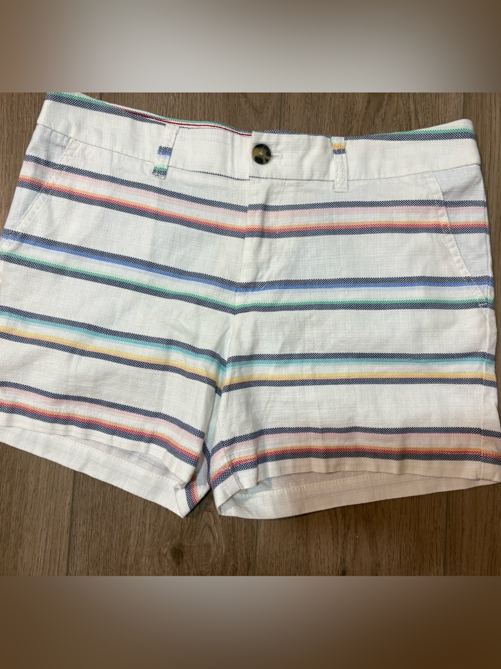 Tommy Hilfiger Women's White Striped Flat Front Shorts - Multi Color